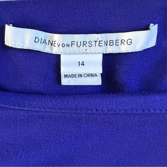 Diane von Furstenberg Joy Dress Size 14 Purple Sheath Long Sleeve - Picture 10 of 16